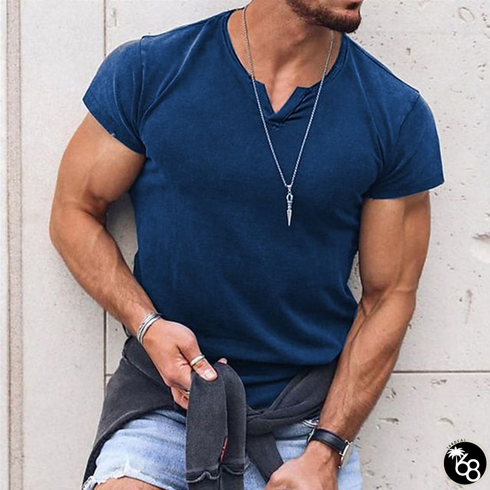 Men's T shirt Tee Plain V Neck Street Sports Short Sleeve Clothing Apparel Fashion Designer Casual Comfortable | 168DEAL