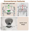 Bedside Commode Chair with Padded Seat and Backrest, Aluminum Dual-Crossbar, Height Adjustable, Portable Toilet for Seniors and Adults, Potty Bucket and Splash Guard, 350 lbs Weight Capacity