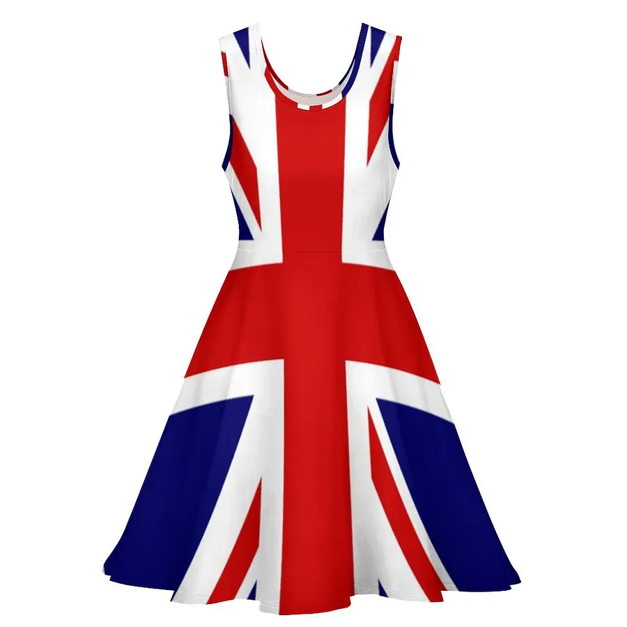 union jack skater dress United Kingdom Flag Union Jack Crewneck A-line Skater Dress, Summer  Sleeveless Beach Dress