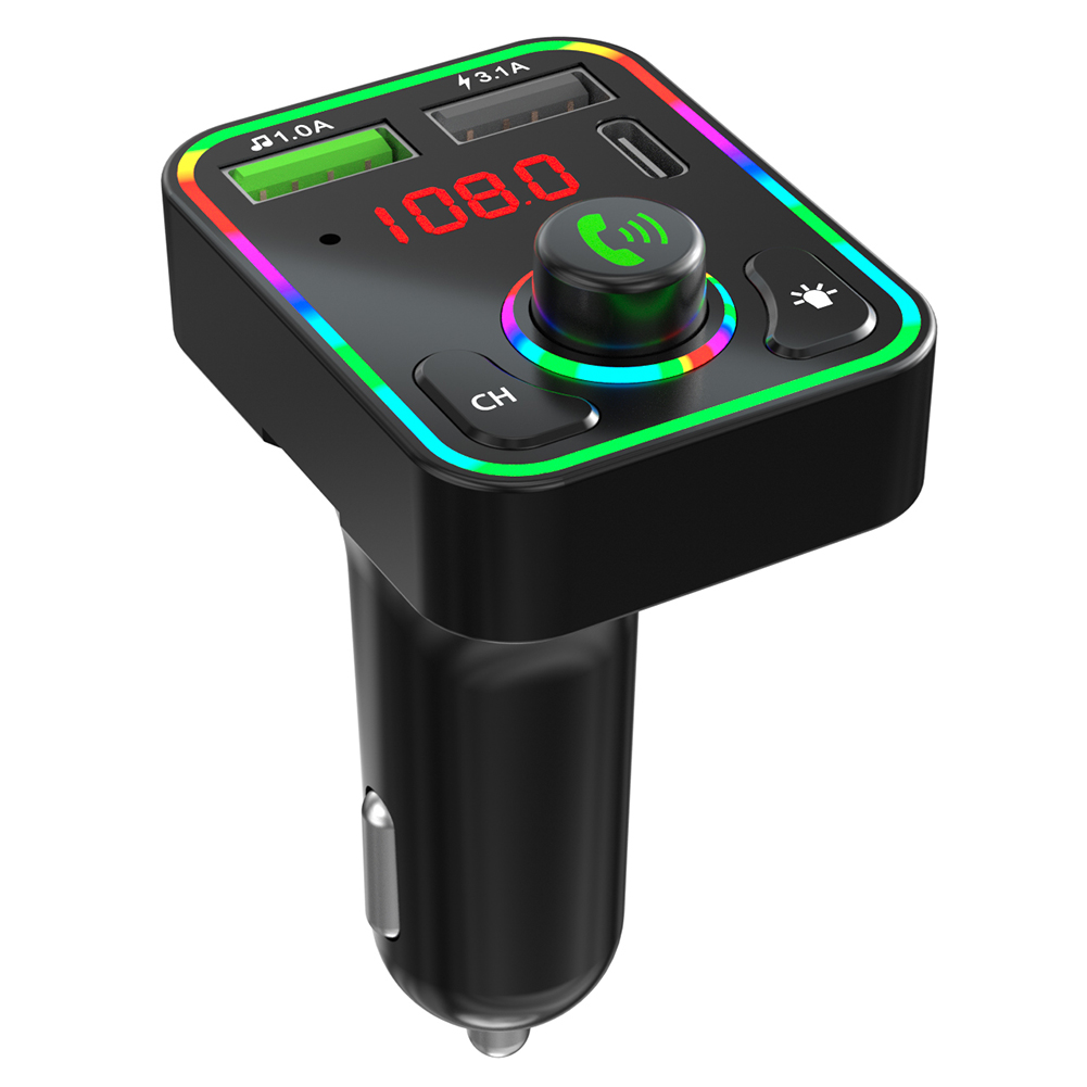 

F3 Car Bluetooth FM Transmitter LED Backlit MP3 Player PD+3.1A USB Charger, 501 Original