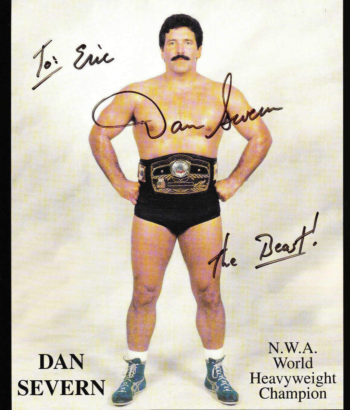 DAN SEVERN SIGNED AUTOGRAPH NWA HEAVYWEIGHT CHAMPION 7X9 Photo Poster painting COA THE BEAST