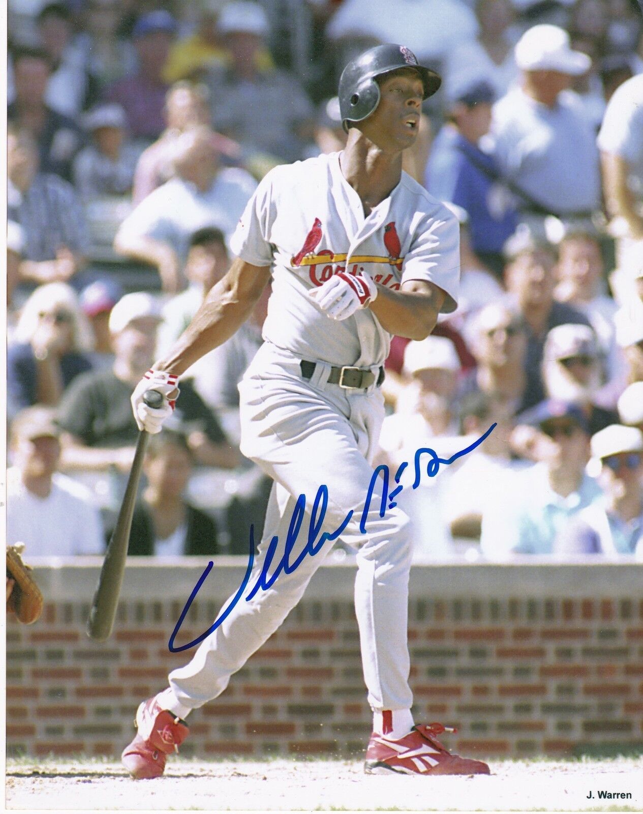 WILLIE MCGEE ST. LOUIS CARDINALS ACTION SIGNED 8x10