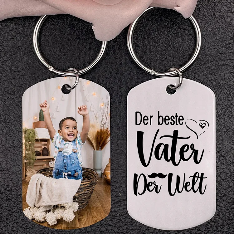 Kettenmachen Personalisierter Foto Schlüsselanhänger-Der beste Vater der Welt-Geschenk für Vater
