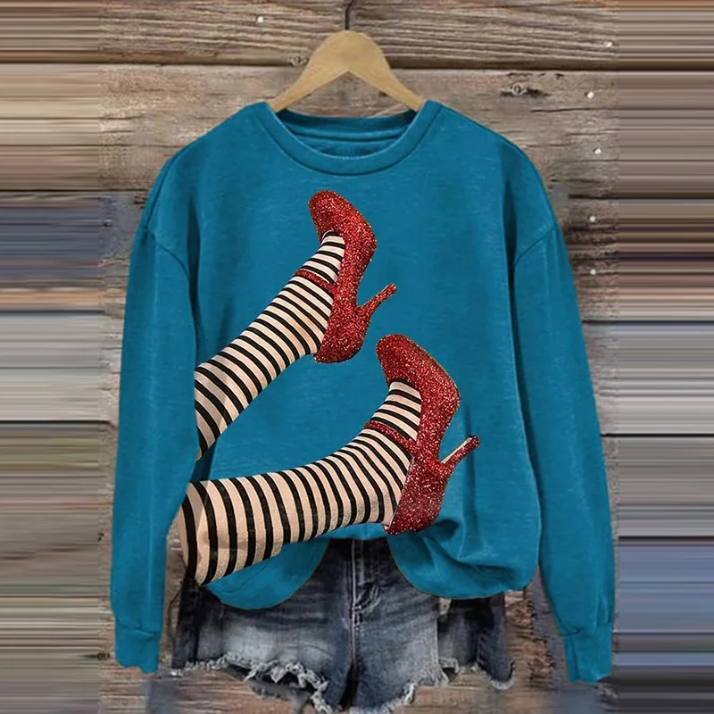 Halloween Classic Ruby Red Shoes Printed Casual Sweatshirt