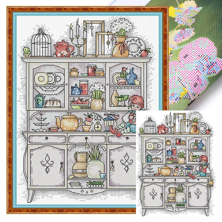 『Joy Sunday』Cabinet - 14CT Stamped Eco-Friendly Cotton Thread Cross Stitch(26*34cm)(Backstitch)