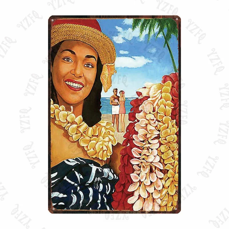 Athvotar Vintage Poster Surfing Beach Metal Sign Travel Souvenir Retro Wall Bar Art Home Cinema Decor Cuadros DU-5391A