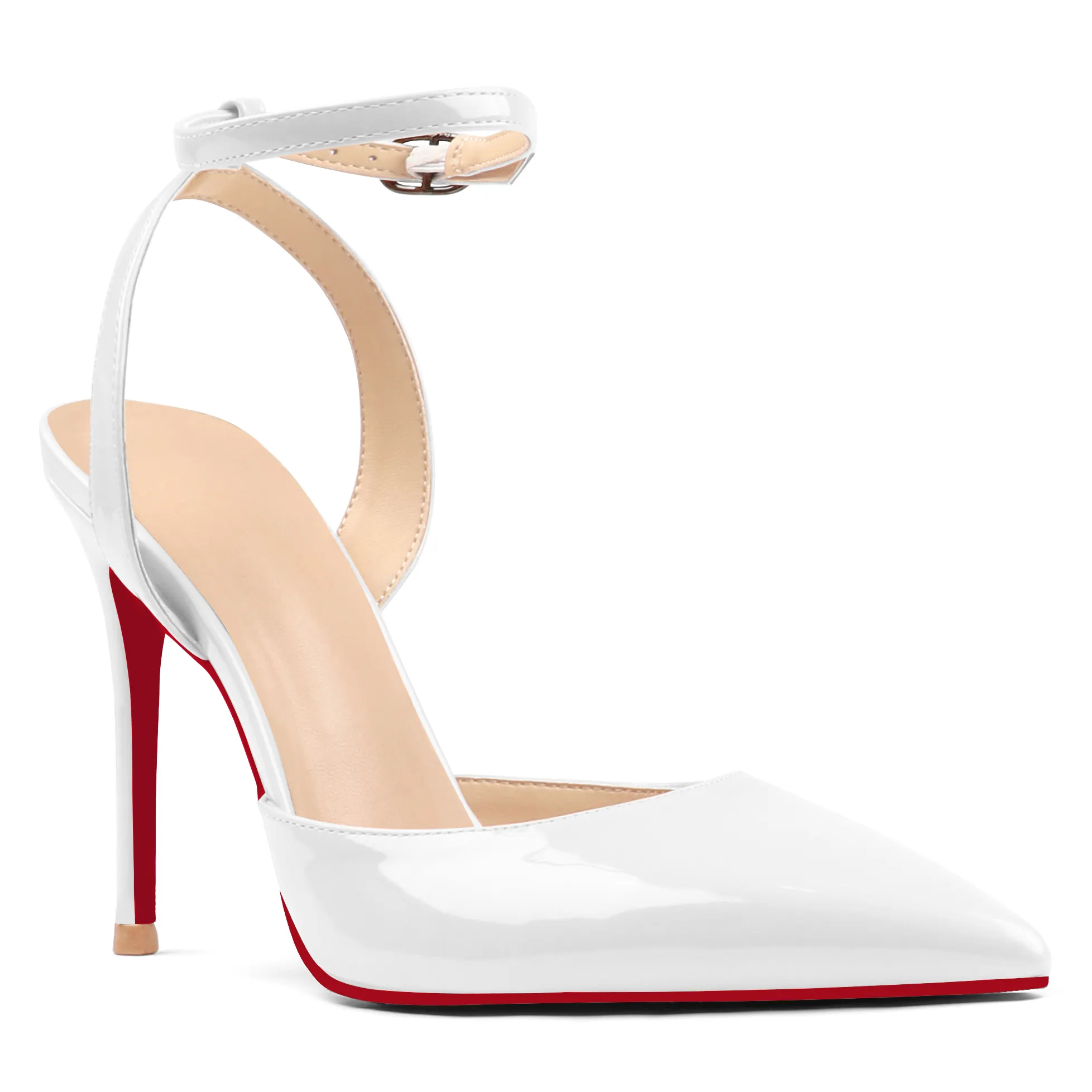 100mm Women&rsquo;s High Heels  Ankle Pointed Toe Strappy Stiletto Dress Party Wedding Slingback Pumps Shoes-vocosishoes