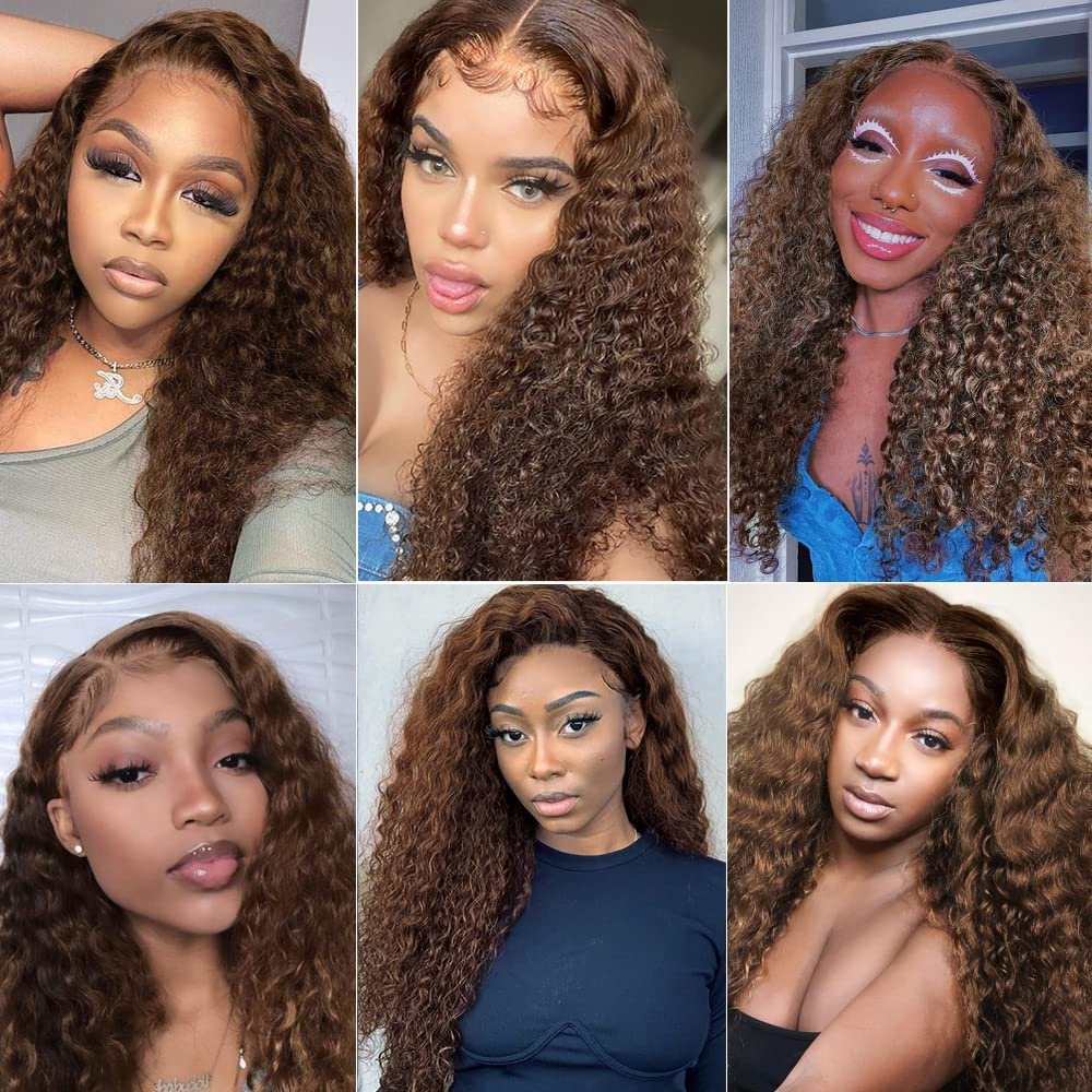 Zaesvini Hair®|Brown Deep Wave Curly Colored Wigs For Women Zaesvini