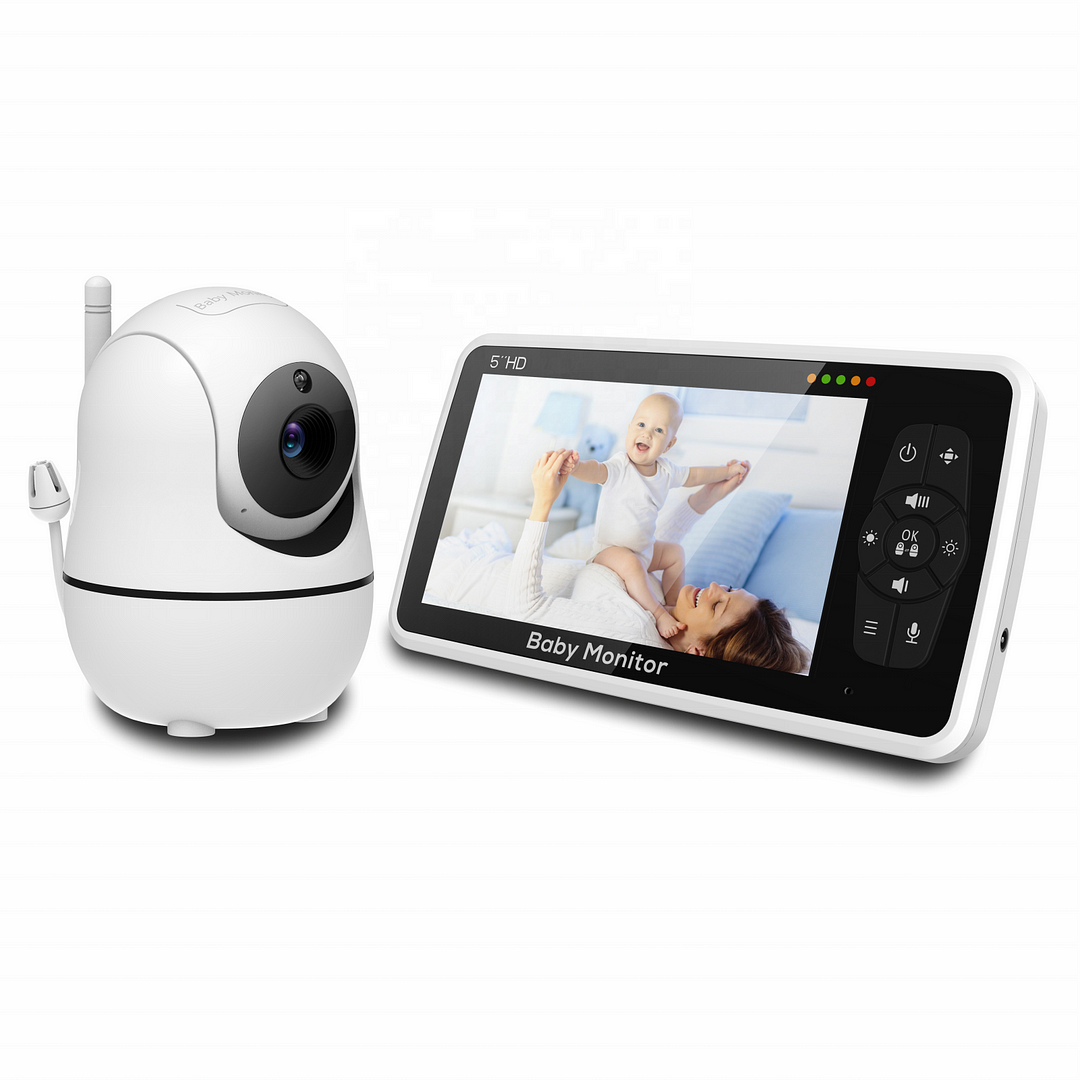 22Hours Battery New 5 inch Video Baby Monitor with Camera and Audio 4X Zoom, 1000ft Range 2-Way Audio Temperature Sensor Lullaby