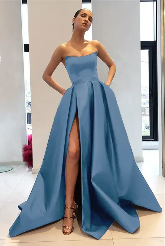 Burgundy Mermaid Chiffon Strapless Prom Dress Graduation Party Dress cc3021