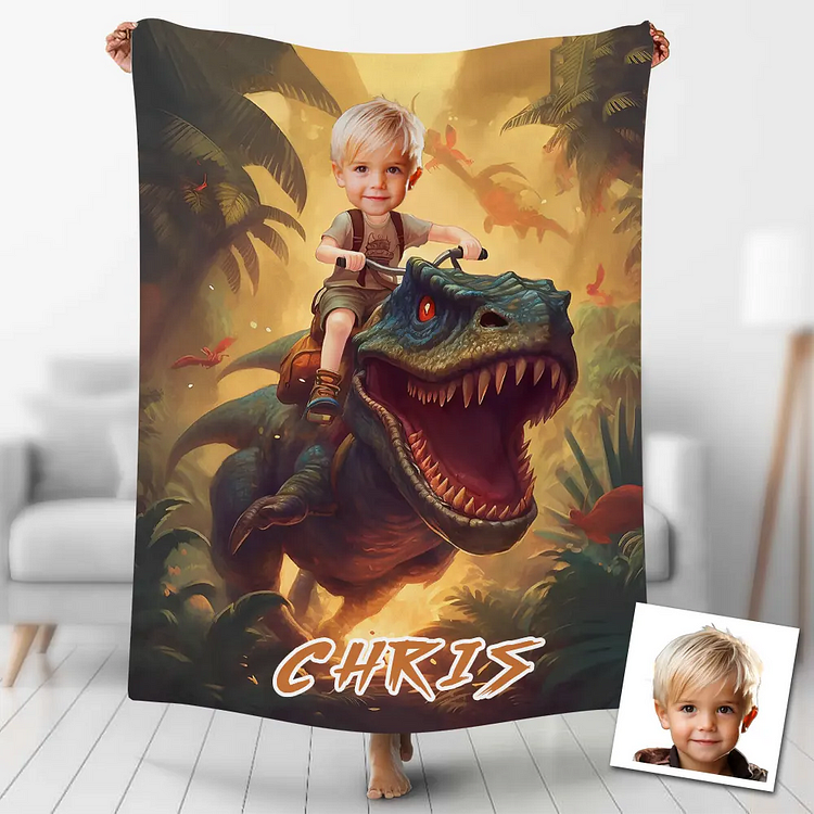 Custom Blankets Dinosaur Christmas Gifts Blanket