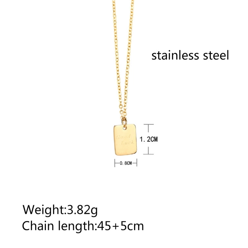 304 Stainless Steel 18K Gold Plated Minimalist Plating Solid Color Pendant Necklace