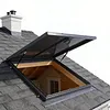 [US Local Warehouse] Roof Hatch Skylight Roof Caps Aluminum Frame Galvanized Sheet 80x80cm with Switch Type Handle Loft Ventilation Roof Access Hatch Cover Plate Rooftop Hatch Cover Plate for Wellhead Lid/Cellar Cover
