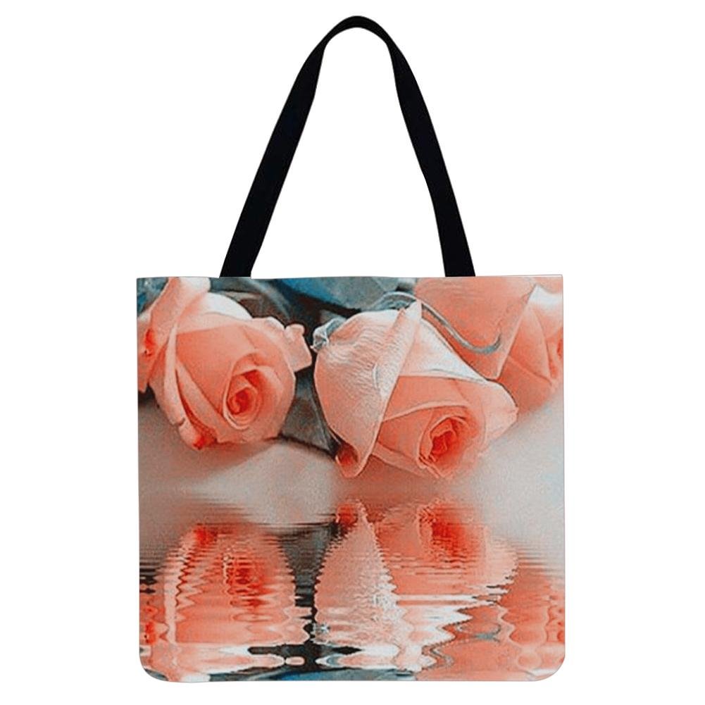 Linen Tote Bag -  Rose Flower