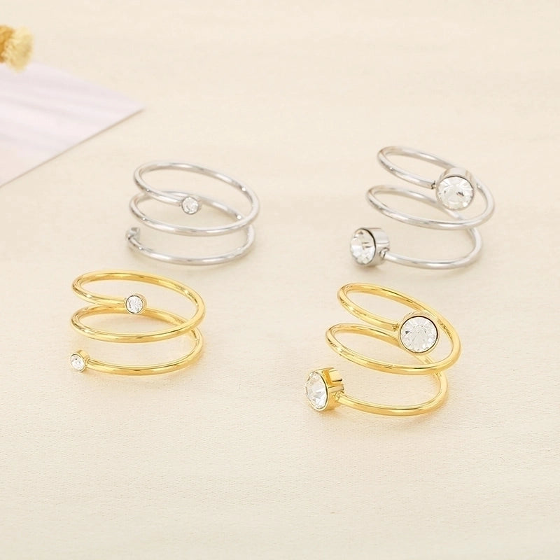 Vintage Style Geometric 304 Stainless Steel 18K Gold Plated Open Rings
