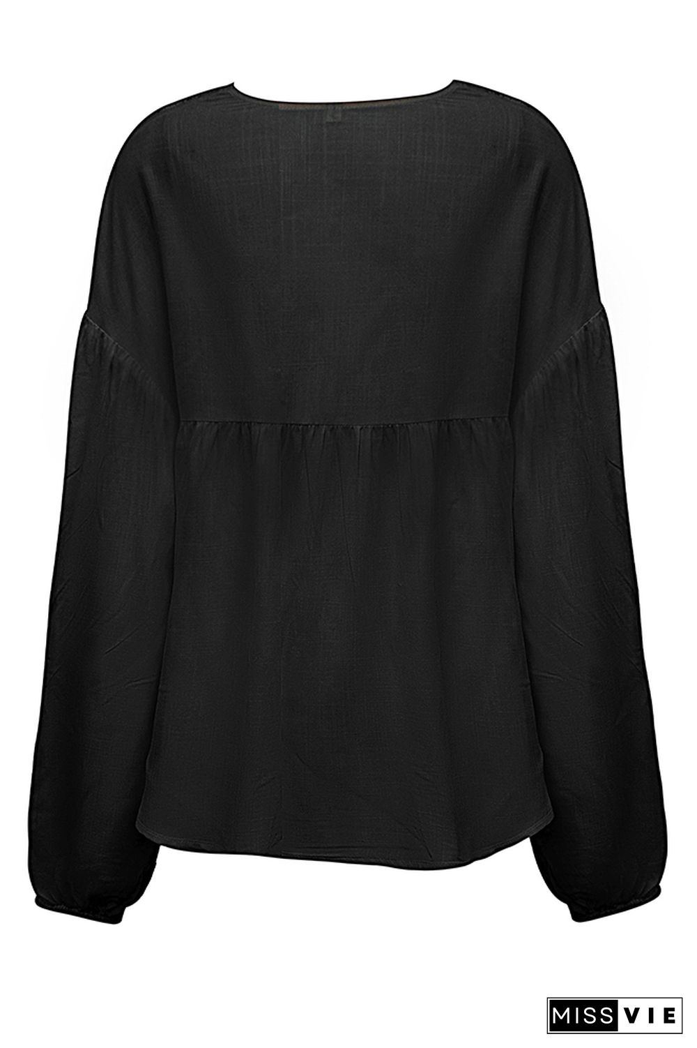 Lace Crochet Lantern Sleeves Chiffon Blouse