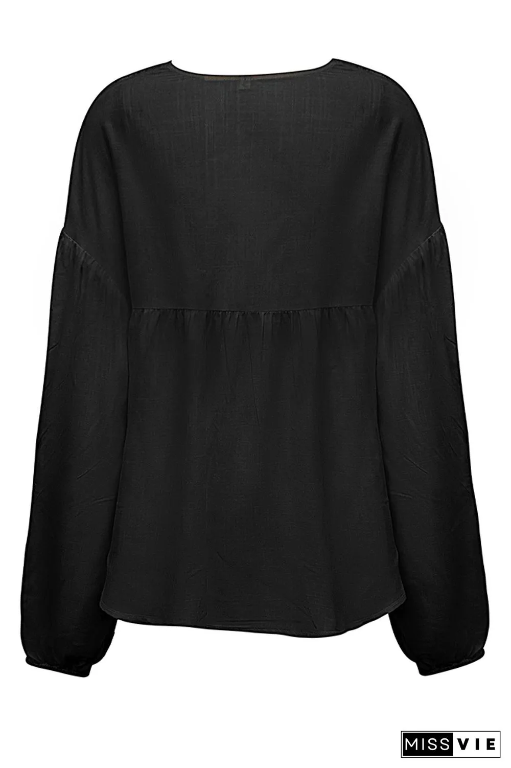 Lace Crochet Lantern Sleeves Chiffon Blouse