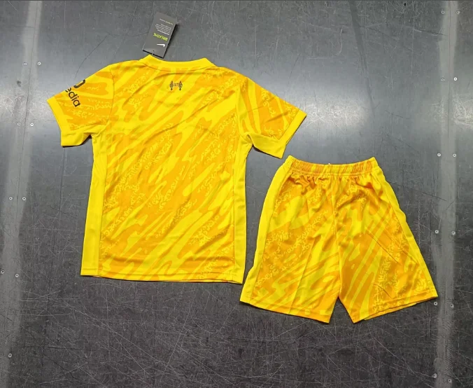 24/25 Liverpool Goalkeeper Yellow Kids Kit Football Jersey Thai Quality