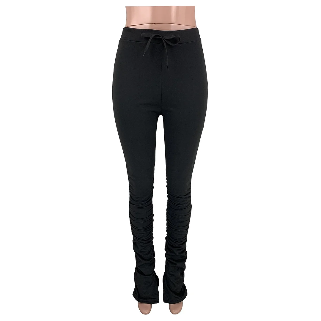 Stacked Sweatpants Joggers Women High Waist Flare Pants Plus Size Fitness Pantalon Solid Active Wear Streetwear