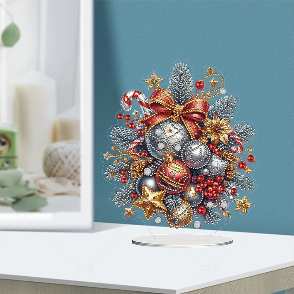 DIY Christmas Flower Acrylic Special Shaped Decor Desktop Diamond Art Kits for Home