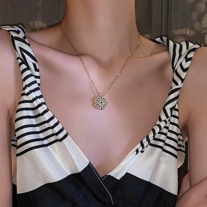 Multi-element four-leaf clover Necklace