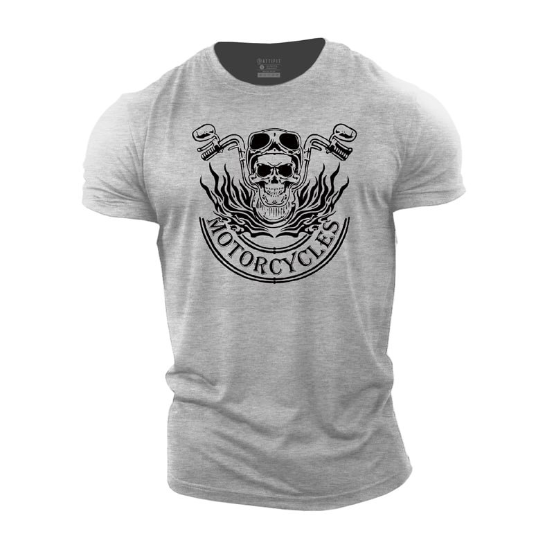 Cotton Skull Motorcycles Men's T-shirts tacday