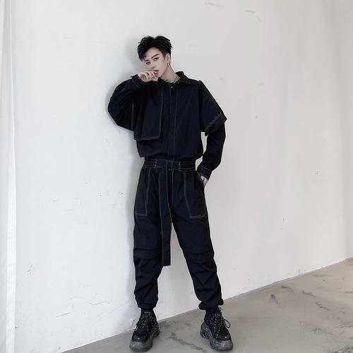 Usyaboys-B251A-TT75-P178 Army Green Handsome Jumpsuit Seating Casual Ruffled Pants-Usyaboys-Mne and Women's Street Fashion Shop-Christmas