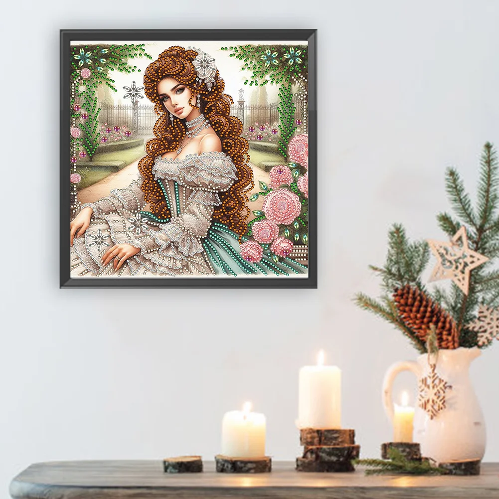 Diamond Painting - Partial Special Shaped Drill - Garden Lady(Canvas|30*30cm)