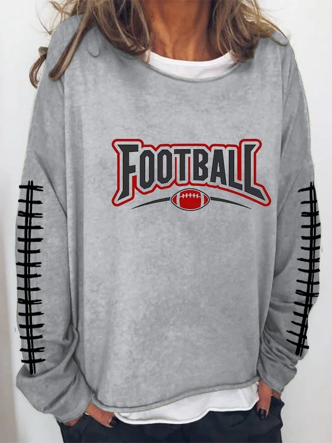 Women's Football Makes Me Happy Printed Casual Sweatshirt
