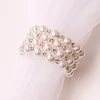 Cream White Pearls Rhinestone Napkin Ring