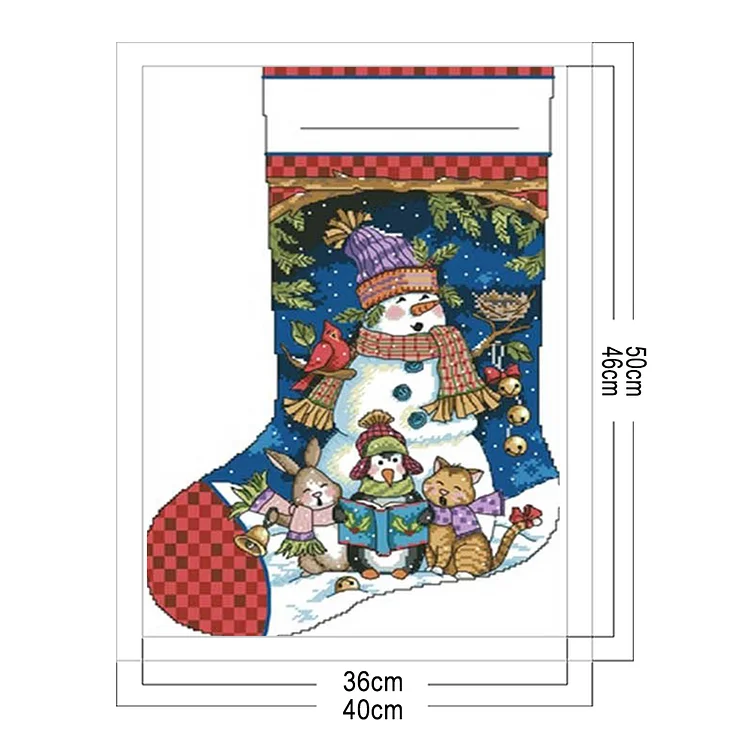 Joy Sunday Christmas Stocking Santa Claus 16CT Stamped Cross Stitch