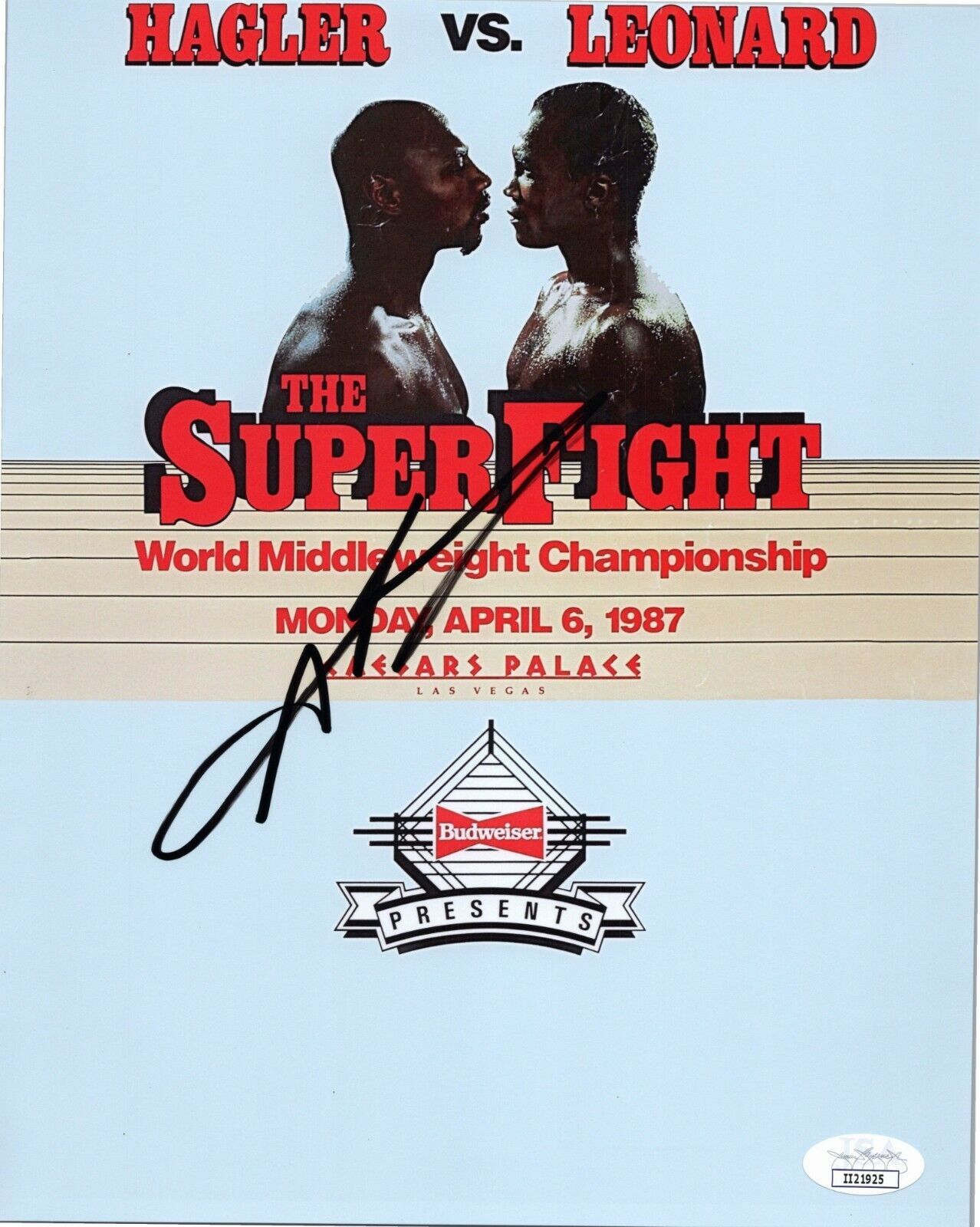 ~~ SUGAR RAY LEONARD Authentic Hand-Signed BOXING 8x10 Photo Poster painting Ad (JSA COA) ~~