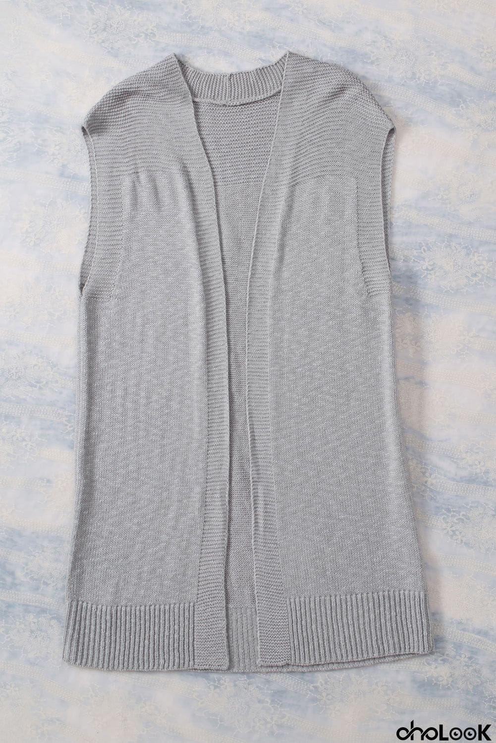 Basic Gray Vest Cardigan Sweater