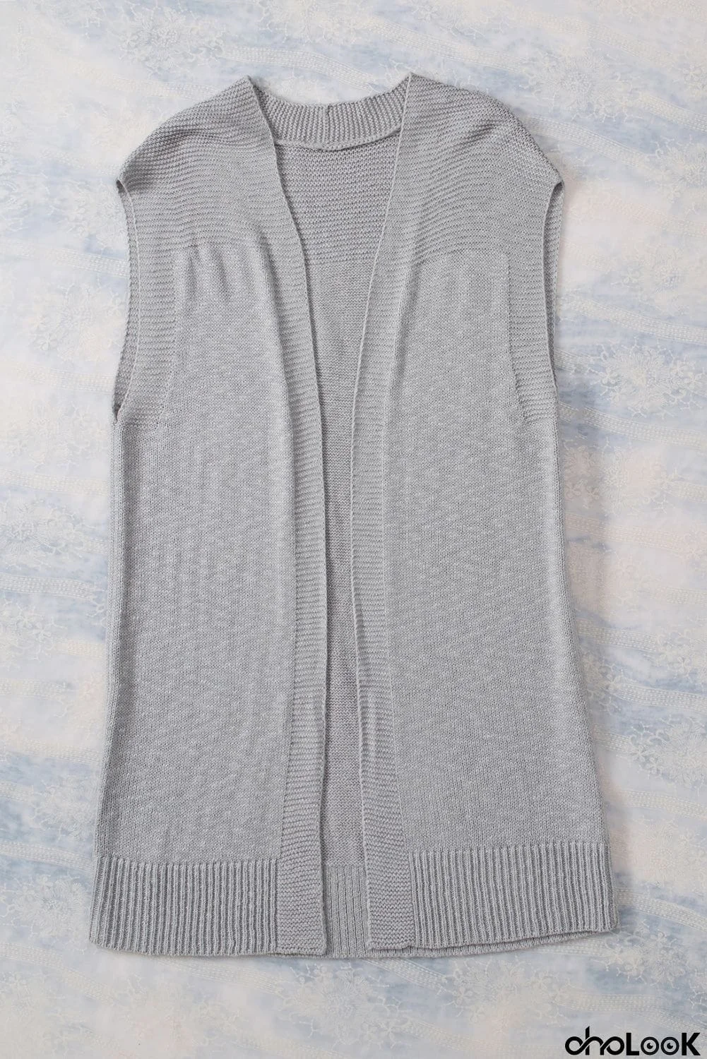 Basic Gray Vest Cardigan Sweater