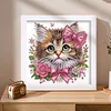 (US Only)18x18cm Cat DIY Special Shape Crystal Partial Diamond Painting w Frame