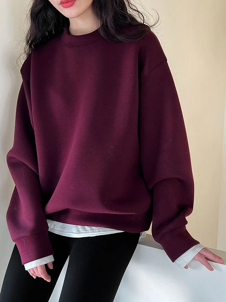 Literary Solid Color Velvet Thickened Sweater