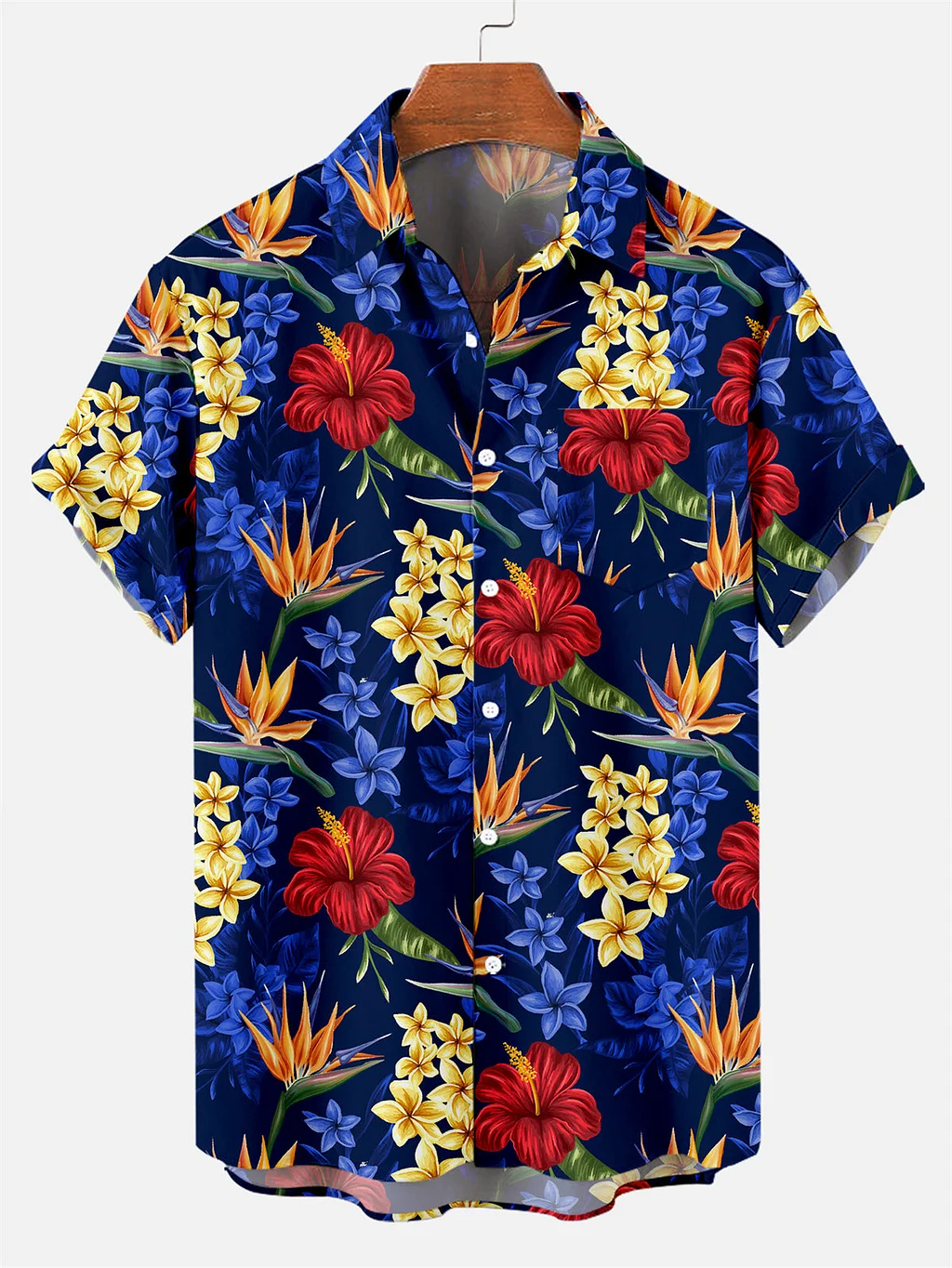 Men's Hawaiian Floral Print Shirt PLUSCLOTHESMAN