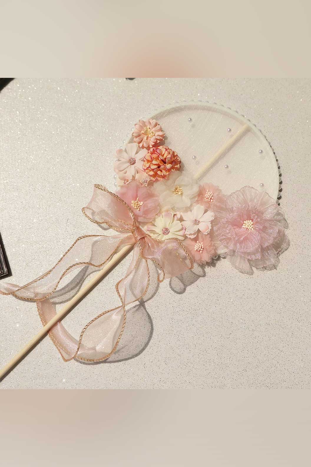 Chinese hand fan  round fan for tang style hanfu Stupa Stones
