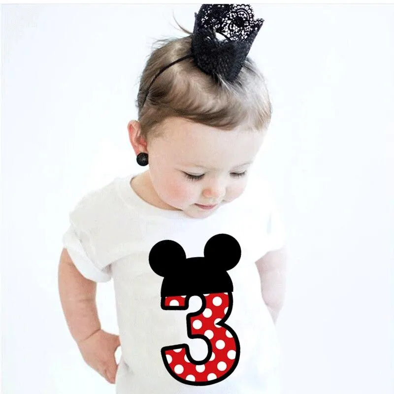 Dots Mouse Print Boy's T-shirts Cartoon Girls Tees Short Sleeve Summer Tops Boys Clothes Cute Kids Children Tshirt Clothing