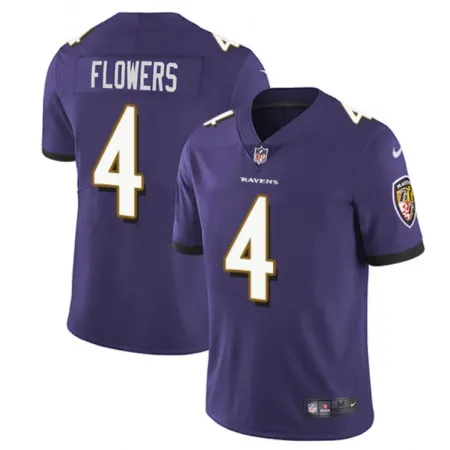 Men's Baltimore Ravens #4  Zay Flowers Purple Vapor Untouchable Football Jersey