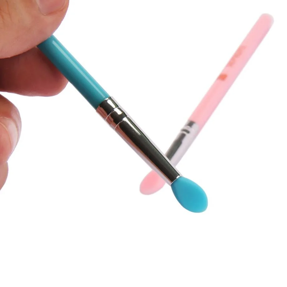 1pc Soft Silicone Eye Shadow Make up Brushes Metal Plastic Handle Mini Makeup Brush Convenient and Clean