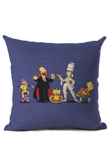 Cute The Simpsons Print Halloween Party Decor Throw Pillow Navy Blue-elleschic