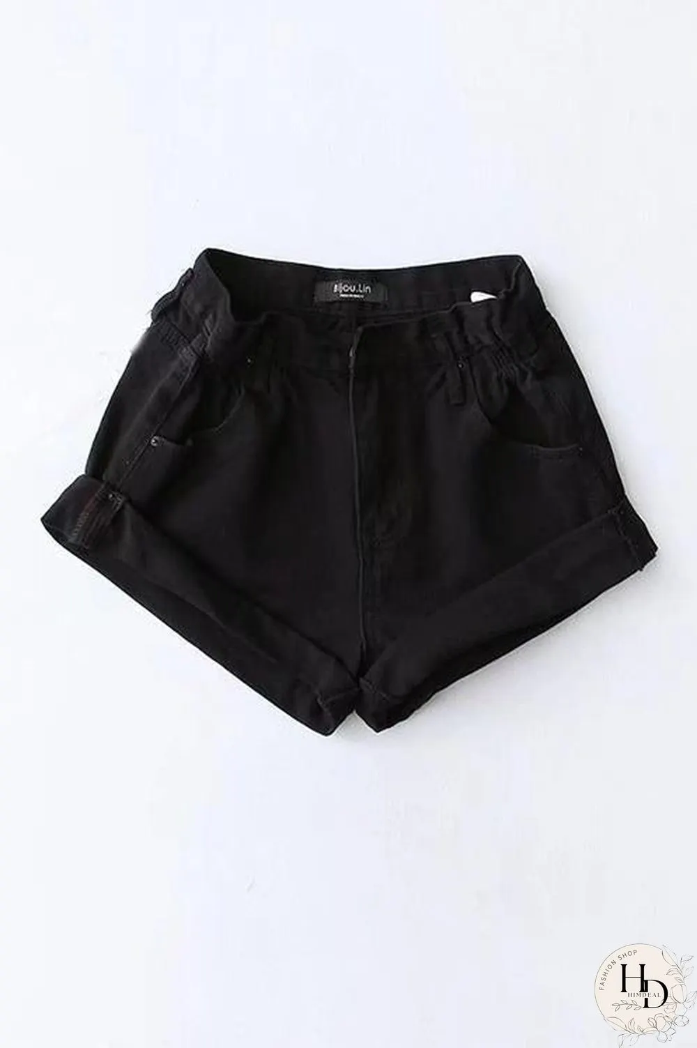 Hemming High Waist Denim Shorts