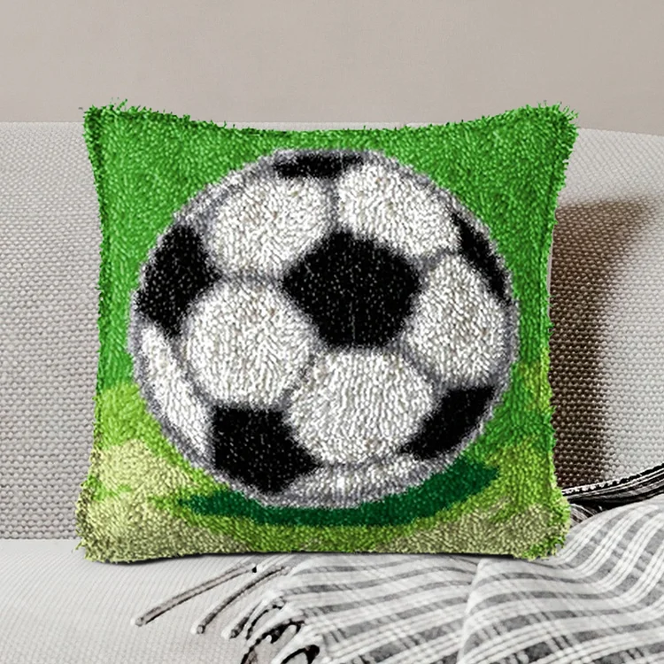 Soccer Ball Pillowcase Latch Hook Kits for Adult, Adult, Beginner and Kid and Kids veirousa
