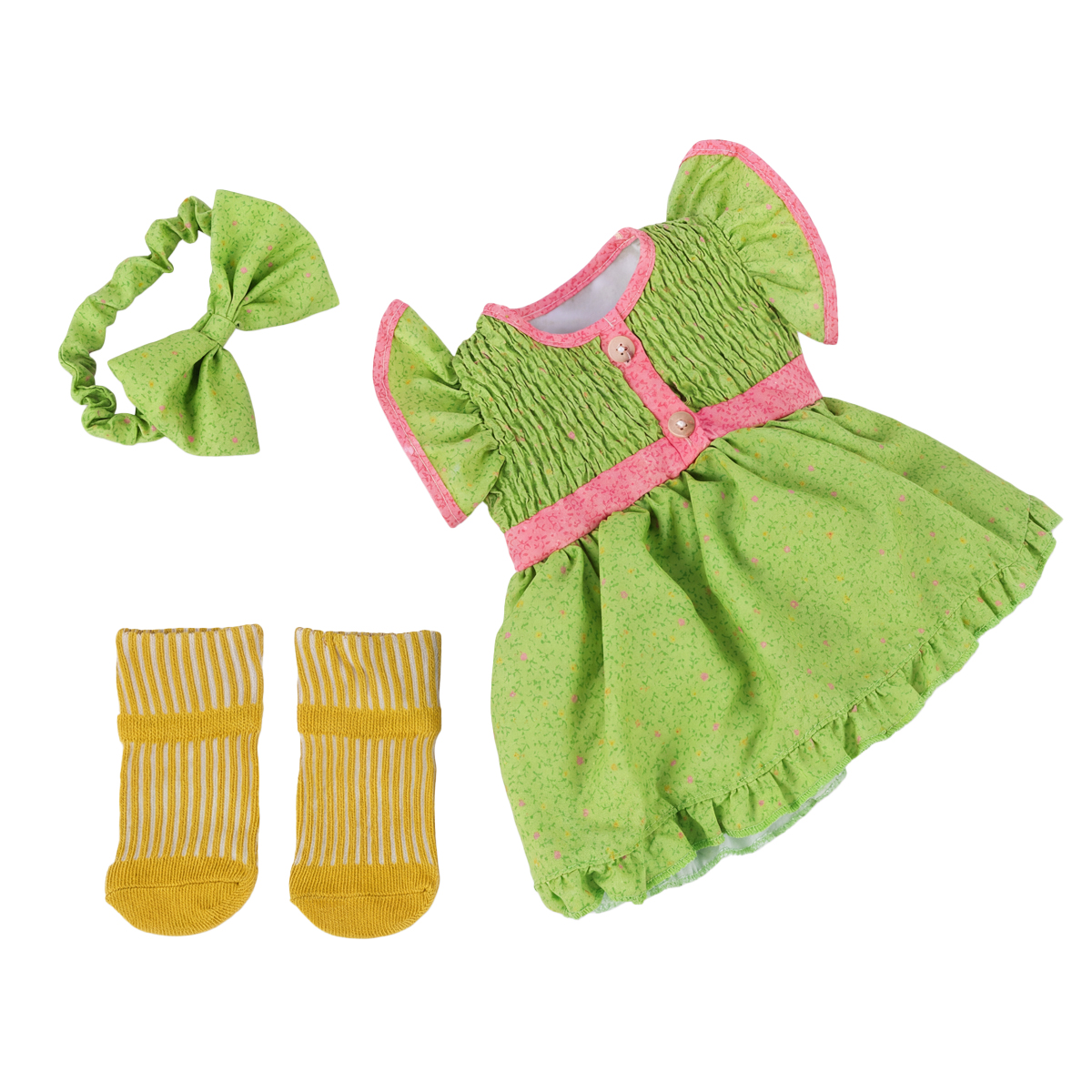 20-Inch Light Green Floral Print 3-Piece Romper Set