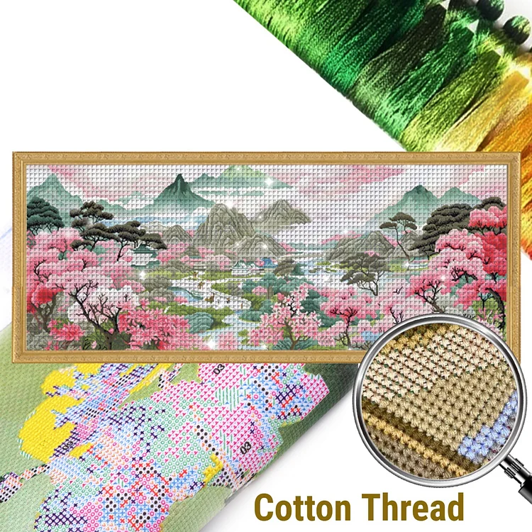 『Mona Lisa』Taoyuan Family - 11CT Stamped Silk/Cotton Thread Cross Stitch(150*61cm)