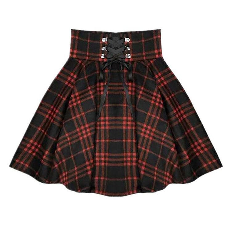 Black Red Plaid Ribbon Skirt - Gotamochi Kawaii Shop, Kawaii Clothes