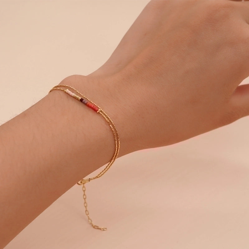 Glass Copper Minimalist Beaded Geometric Colorful Bracelets