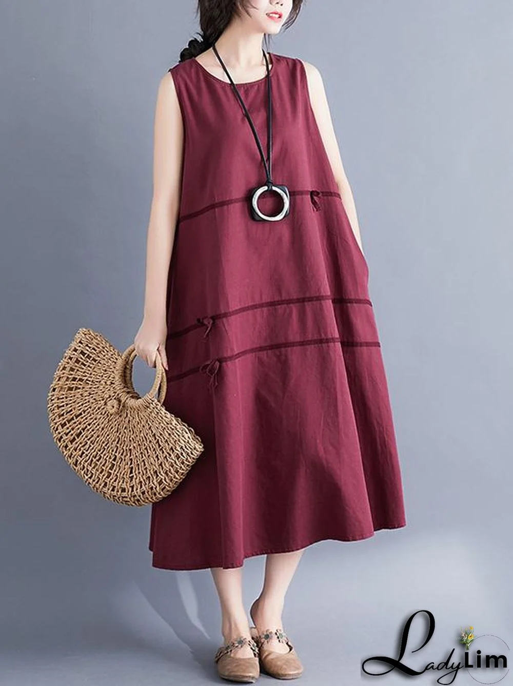 Casual Sleeveless A-line Long dress