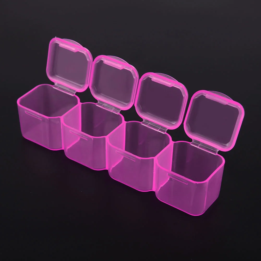 28 Grids Plastic Storage Box Nail Rhinestone Jewelry Display Case(Purple)